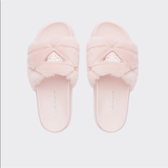 Prada Pink Shearling Slides US10/ EU 40 - Picture 2 of 11